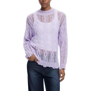 Dámská móda Fialový vzorovaný svetr Desigual DESIGUAL bílá | fialová 3490604
