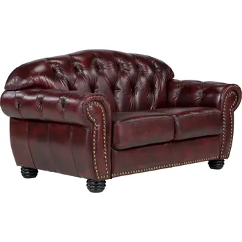 Pohovka Pohovka Chesterfield Hereford 2-místná z pravé kůže, červená