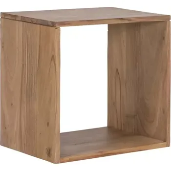 police Masivní nástěnná police Auckland z akácie, lakovaná, hnědá – 40×30×40 cm