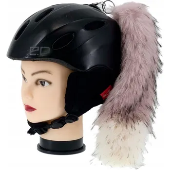 Vánoční ozdoba OZDOBA NA LYŽAŘSKOU/MOTOCYKLOVOU PŘILBU - LIŠČÍ OCAS, HNĚDO-RŮŽOVÝ