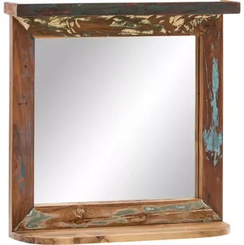 Zrcadlo Masivní koupelnové zrcadlo Sumana z recyklovaného tvrdého dřeva, lakované, hnědé – 57×15×62 cm