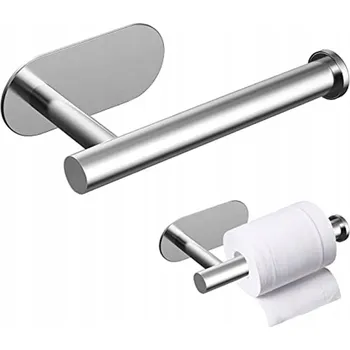DRŽÁK TOALETNÍHO PAPÍRU STŘÍBRNÝ SAMOLEPICÍ NEREZOVÝ BEZ VRTÁNÍ