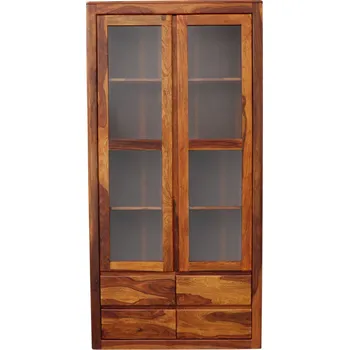 Knihovna Vitrína prosklená z masivu palisandr 100x200x45