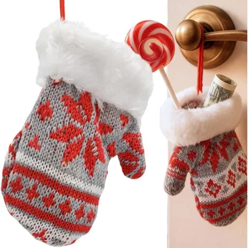 Vánoční dekorace ZÁVĚS RUKAVICE NA DÁRKY 12CM ŠEDÁ
