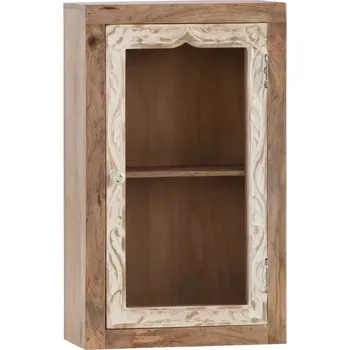 Koupelnový nábytek Masivní nástěnná skříňka Delhi z mangového dřeva, lakovaná, hnědá – 44×20×70 cm