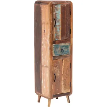 Koupelnový nábytek Masivní koupelnová vysoká skříňka Calcutta II z recyklovaného dřeva, lakovaná, vícebarevná – 35×35×135 cm
