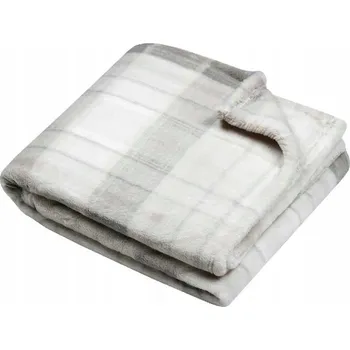 deka PLYŠOVÁ DEKA POLYESTER ŠEDÁ S KOSTKOVANÝM VZOREM 130 X 160 CM