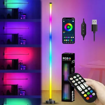 Stojací lampa VYSOKÁ LED RGB PODLAHOVÁ STOJACÍ LAMPA NOČNÍ LAMPA 120 CM S DÁLKOVÝ OVLADAČ