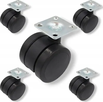 Pojezdové kolečko 5x Nábytkové kolečko fi 50 mm Otočná kolečka pogumovaná 40 kg pro křeslo komodu
