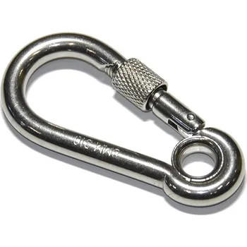 Karabina hasičská s okem a pojistkou DIN 5299A, nerez A4, 80x8,0mm