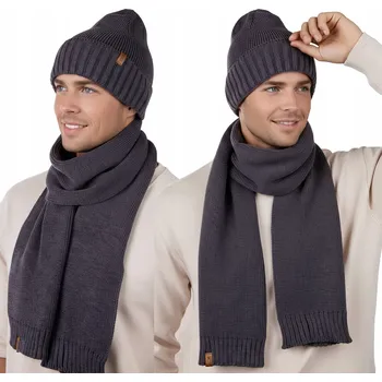 Čepice PÁNSKÝ SET ČEPICE ČEPICE, ŠÁLA, TEPLÝ, MÓDNÍ, ZIMNÍ, Polské výroba 23001