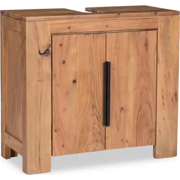 Koupelnový nábytek Masivní koupelnová skříňka Auckland z akáciového dřeva, lakovaná, hnědá – 67×30×61 cm