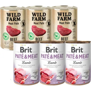 BRIT PATE & MEAT LAMB 3x400g + Wild Farm Pate Beef 3x400g
