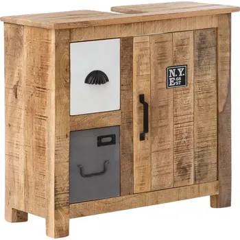 Koupelnový nábytek Masivní umyvadlová skříňka Pune z mangového dřeva, lakovaná, vícebarevná – 68×30×63 cm