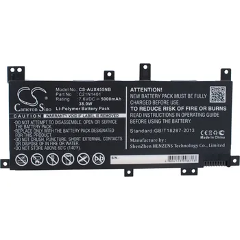 Baterie k notebooku Baterie pro Asus Notebook X Series X455lb/lf/lj/ln / R406 / A455la a další, 5000 mAh, Li-Pol
