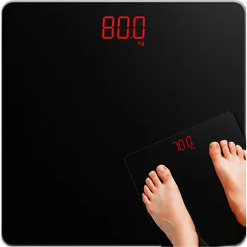 Osobní váha ELEKTRONICKÁ KOUPELNOVÁ VÁHA SKLENĚNÁ PŘESNÁ ČERNÁ DO 150 KG