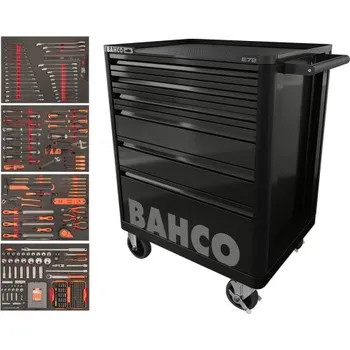 Mobilní dílenský vozík Bahco E72, 6 zásuvek, černý + 275ks nářadí