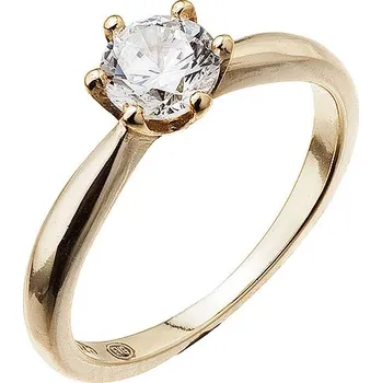 Prsten Evolution Group Pozlacený stříbrný prsten s jemným zirkonem 15014.1 Velikost: 48 (průměr 15,3 mm)