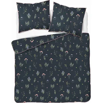 Povlečení Bavlněné perkálové Povlečení 160x200 s květinami a Elegantní lemováním 5239A