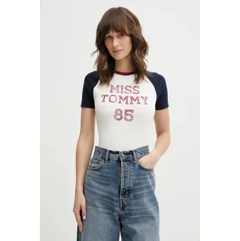 Pánské tričko Tričko Tommy Jeans DW0DW22536 béžová 01X, vel. S