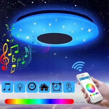STROPNÍ SVÍTIDLO RGB S BLUETOOTH REPRODUKTOREM LED 60W S DÁLKOVÝM OVLADAČEM A APLIKACÍ