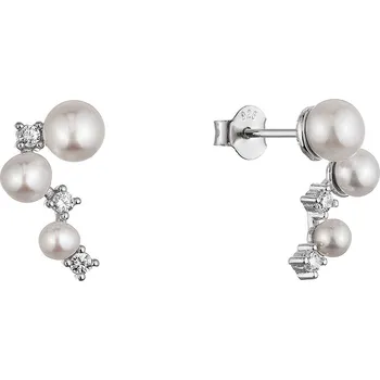 Náušnice Evolution Group Stříbrné náušnice s říčními perlami a zirkony 21111.1