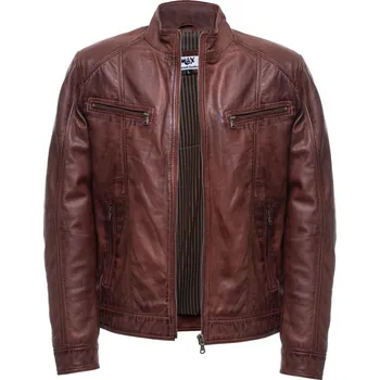 Pánská větrovka MAX Pánská kožená bunda Rock mocca