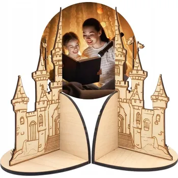 Zarážka na knihu Podpěra na knihy Ozdoba police na knihy dřevěná Zámek pohádkový