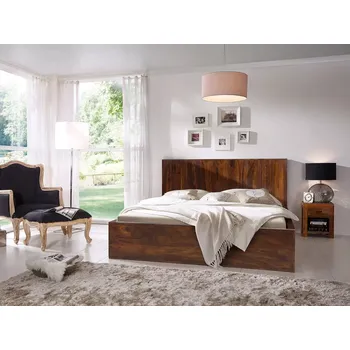 Postel Masivní postel Palison z palisandrového dřeva, lakovaná, hnědá – 192×212×110 cm