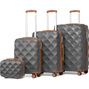 KONO ultralehký skořepinový kufr - ABS/polykarbonát - 4 kusová sada- šedá -10/34/57/91