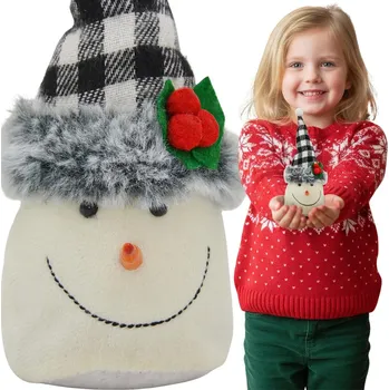 Vánoční dekorace Dekorativní sněhulák s čepicí v bílo-černém károvaném provedení