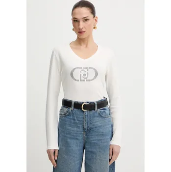 Pánské tričko Tričko s dlouhým rukávem Liu Jo béžová barva, TA6053 JS003 TA6053.JS003 01X, vel. XXL