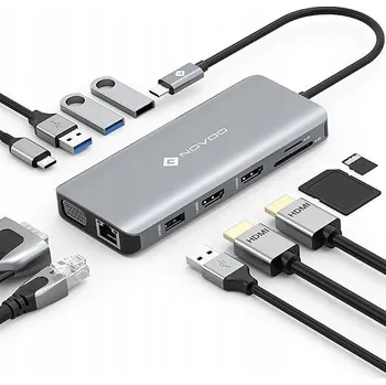 NOVOO 11 v 1 Dokovací stanice, USB C Hub 4K 60Hz RM11