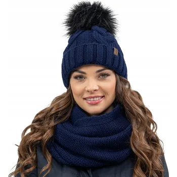 Čepice Dámská zimní souprava čepice a nákrčník tmavě modrá Vivisence 7014Kmpl