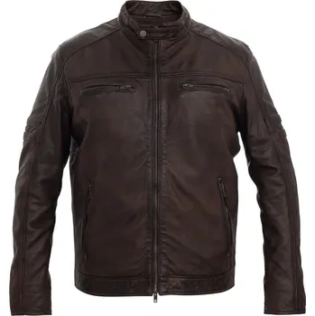 Pánská větrovka MAX Pánská kožená bunda MOTI - 2 hnědá II