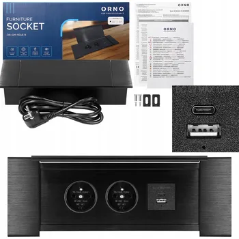 Elektrická zásuvka Orno černá Elektrická Zásuvka na pracovní desku