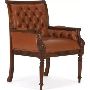 Kancelářské křeslo Cambridge II, masivní pravá kůže, lakované, hnědé