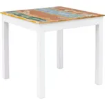 Masivní jídelní stůl Perth z recyklovaného dřeva, lakovaný, bílý s barevnými prvky – 80×80 cm