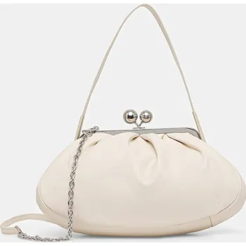 Kabelka Kožená kabelka Weekend Max Mara CUBICO béžová barva, 2615511174600 01X, vel. ONE SIZE