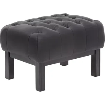 Taburet Masivní taburet Chesterfield Kingsfield z pravé kůže, černý – 61×46×43 cm