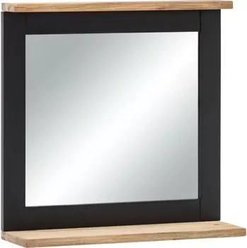 Zrcadlo Masivní koupelnové zrcadlo Jolo z akáciového dřeva, lakované, černé – 51×15×50 cm