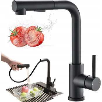 Vodovodní baterie KUCHYŇSKÁ BATERIE S FLEXIBILNÍ HADICÍ ČERNÁ 2 TYPY PROUDU