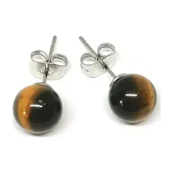 Drahý kámen Tygří oko naušnice puzeta 8 mm