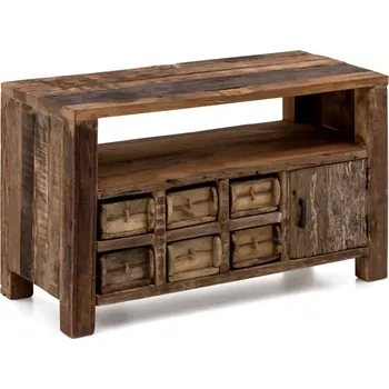 Televizní stolek Masivní TV stolek Madurai z recyklovaného dřeva, hnědý, nezpracovaný – 90×40×55 cm