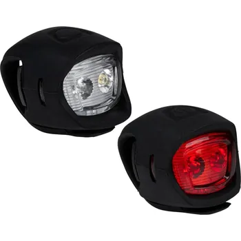 Cyklosvítilna SILIKONOVÁ SADA LED SVĚTEL NA KOLO PŘEDNÍ A ZADNÍ ČERNÁ DUNLOP