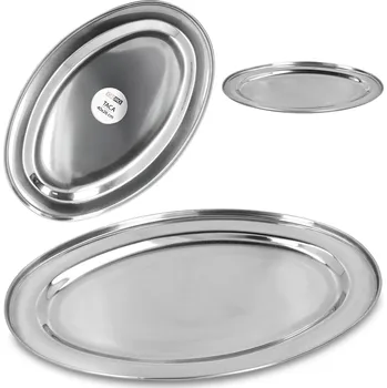 Podnos na servírování občerstvení, mísa z z nerezové oceli oválná, 40 x 26 cm