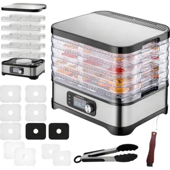 Sušička potravin GUDO Výkonná elektrická sušička potravin s 5 platy - ideální pro zdravé mlsání, výrobu jerky, ovocných plátků, zeleninových chipsů, sušených bylinek i pamlsků pro domácí mazlíčky