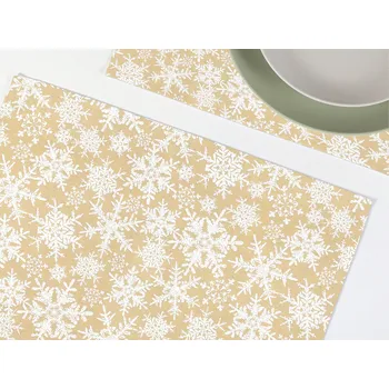 prostírání Dreamy Linens Vánoční prostírání bavlněné, béžové Vločky Rozměry: 35 x 45 cm Dreamy Linens