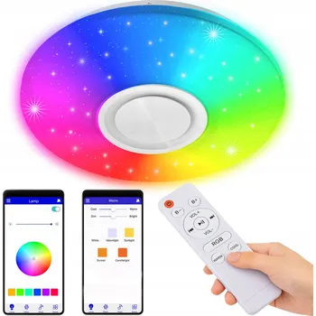 STROPNÍ SVÍTIDLO RGB S BLUETOOTH REPRODUKTOREM LED 60W S DÁLKOVÝM OVLADAČEM A APLIKACÍ