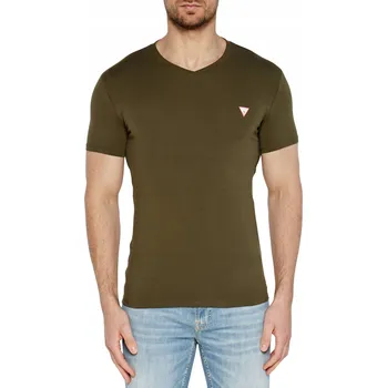 GUESS Zelené pánské tričko s malým logem, velikost L